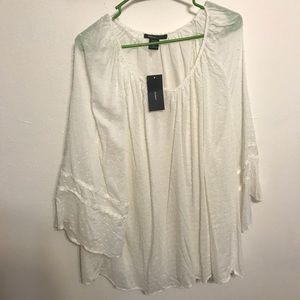 Plus size Cream top with flowy sleeves